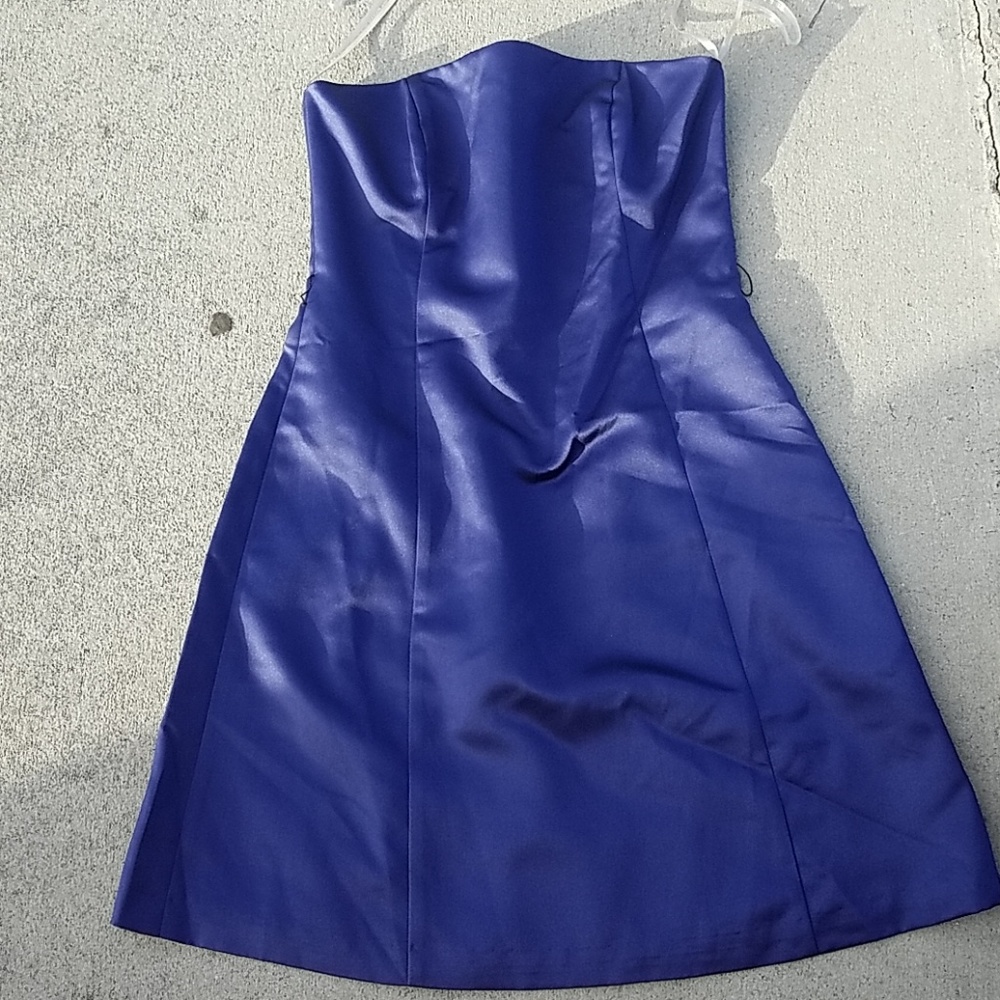 Robin Jordan navy blue strapless cocktail dress